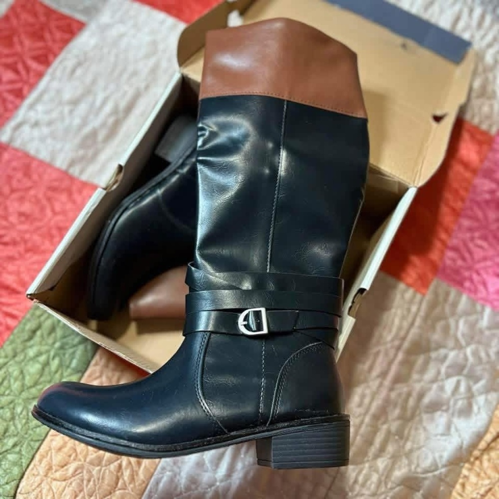 SJB Douglas Black & Cognac Riding Boots | Size 8M | NWT